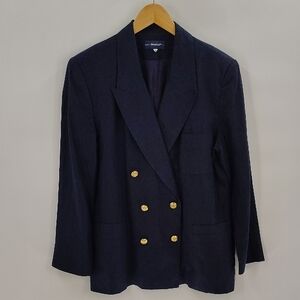 Breeches Blazer Jacket Size 10 Navy Gold Buttons Linen